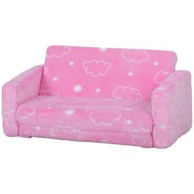 Qaba Couch with Glow in the Dark Cloud Patten, Washable Cover, Pink