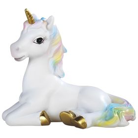 6.25"W Lucite Unicorn with Rainbow Mane Figurine Home Decor Gift