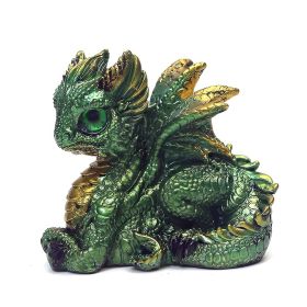3"H Green Dragon with Glass Eyes Figurine Home Decor Gift