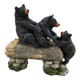 9.75"W Bear Family Crossing Bridge Figurine Home Decor Gift