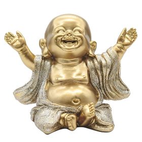 4.75"H Gold and Silver Maitreya Buddha Happy Buddha Figurine Home Decor Gift