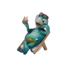 4"H Blue Sea Turtle at Beach Drinking Figurine Home Decor Gift