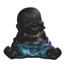 3.5"W Blue and Black Buddha Sitting Figurine Home Decor Gift
