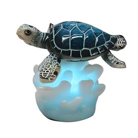 3"H LED Sea Turtle on Coral Figurine Home Decor Gift