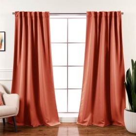 Solid Orange Apricot Thermal Blackout Curtain Panels - Set of 2 (size: 52X84)