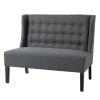 Scandinavian 2 Seater Button Tufted Loveseat Wooden Legs