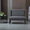 Scandinavian 2 Seater Button Tufted Loveseat Wooden Legs