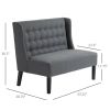 Scandinavian 2 Seater Button Tufted Loveseat Wooden Legs