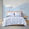 Coastal Reversible Navy Blue White Sharks Cotton Quilt Set