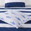 Coastal Reversible Navy Blue White Sharks Cotton Quilt Set