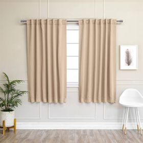Solid Beige Cream Thermal Blackout Curtain Panels - Set of 2 (size: 52X54)