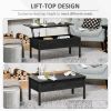 Lift Top Coffee Table w/ Hidden Storage black metal legs