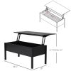 Lift Top Coffee Table w/ Hidden Storage black metal legs