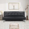 Faux Leather Click Clack Adjustable Futon Sleeper Sofa