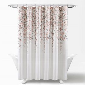 72-inch Floral Vines Flowers Shower Curtain (Color: Off White Beige Peach Pink Grey)