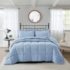 Blue 3 Piece Microfiber Reversible Comforter Set