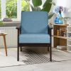 Retro Modern Classic Linen Wide Accent Chair with Espresso Wood Frame