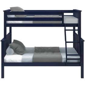 Twin over Full size Solid Wood Bunk Bed (Color: Navy Blue)