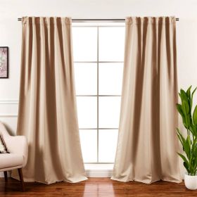 52 x 96 inch Solid Thermal Blackout Curtain Panels - Set of 2 (Color: Beige Cream)