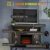 Electric Fireplace Mantel TV Stand w/ Adjustable Shelves 2 Storage Cabinets