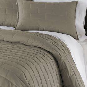 Modern Brick Stitch Microfiber Reversible 3 Piece Comforter Set in Taupe (size: King/Cal King)
