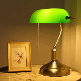 Brass Bankers Lamp Desk Light Table Lamp with Green Glass Shade (Option: Antique)