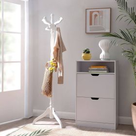 Traditional Classic Solid Wood Coat Rack (Color: White)
