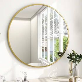 Round Circular Bathroom Wall Mirror with Gold Frame (Option: 30 Inch)
