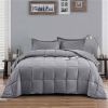Traditional Microfiber Reversible 3 Piece Comforter Set in Grey