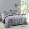 Traditional Microfiber Reversible 3 Piece Comforter Set in Grey