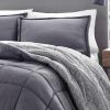 Plush Sherpa Reversible Micro Suede Comforter Set in Gray