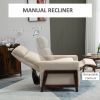 Modern Upholstered Manual Reclining Sofa Chair w/ Armrest and Footrest