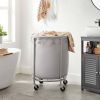 Round 45-Gallon Laundry Basket Hamper Fabric Bag Steel Frame on Wheels