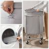 Round 45-Gallon Laundry Basket Hamper Fabric Bag Steel Frame on Wheels