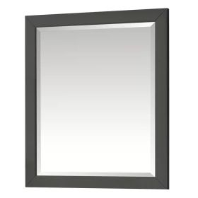 32-in x 28-in Bathroom Wall Mirror with Solid Wood Frame (Color: Grey Wood)