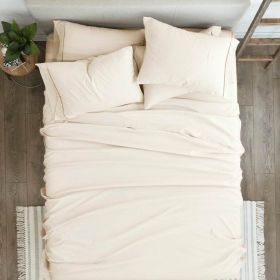 Ivory Beige 6-Piece Wrinkle Resistant Microfiber/Polyester Sheet Set (size: Queen)
