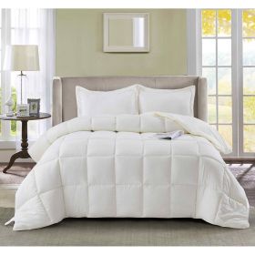 Off White 3 Piece Microfiber Reversible Comforter Set (size: Queen)