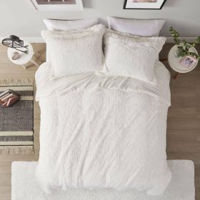 Reversible Soft Sherpa Faux Fur Comforter Set in Ivory (Option: 3 Piece, size: King/California  King)