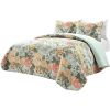 FarmHouse Teal Floral Cotton Reversible Quilt Set