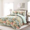 FarmHouse Teal Floral Cotton Reversible Quilt Set