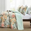 FarmHouse Teal Floral Cotton Reversible Quilt Set