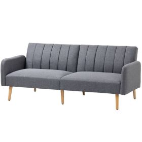 Modern Mid-Century Futon Sleeper Sofa Bed (Color: Light Grey, Option: Linen Touch Polyester)