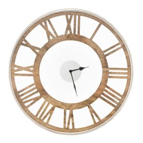 Classic Farmhouse Roman Numerals Wall Clock (Color: Natural Wood, size: 20 Inch)
