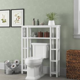 Over the Toilet Bathroom Shelving Unit in Wood Finish (Color: White, Option: 9 Shelves)