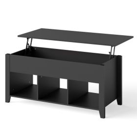 Wooden Lift Top Coffee Table (Color: Black, Option: Modern)