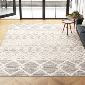 Hand Woven Wool Blend Grey Beige Ivory Persian Style Area Rug (size: 9Ft X 12Ft)