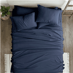 Navy Blue 6-Piece Soft Wrinkle Resistant Microfiber/Polyester Sheet Set (size: King)