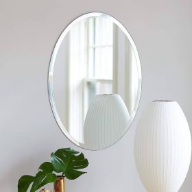Oval Frameless Beveled Bathroom Bedroom Living Room Vanity Wall Mirror (size: 36 Inch)