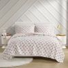 Pink White Stripe Reversible Rainbows Cotton Quilt Set