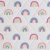 Pink White Stripe Reversible Rainbows Cotton Quilt Set